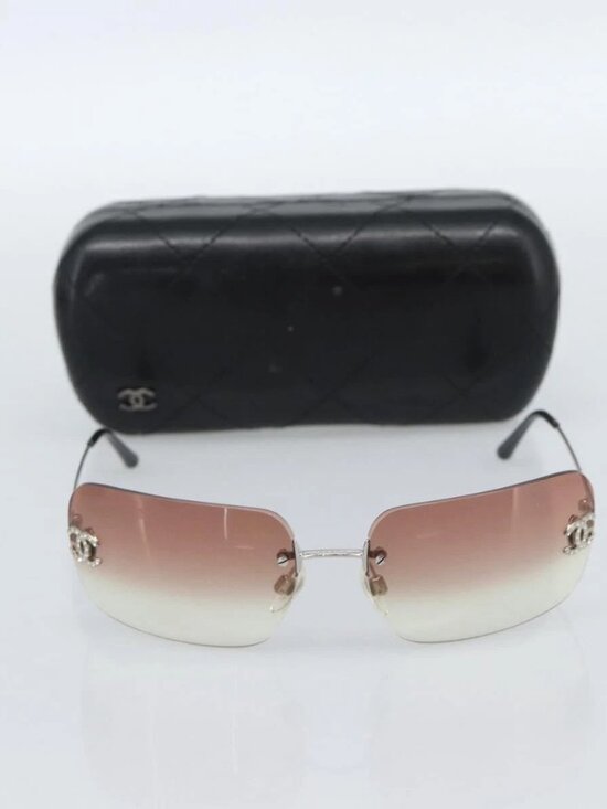 CHANEL COCO Mark Sunglasses metal Silver CC Auth 185051V main image 5